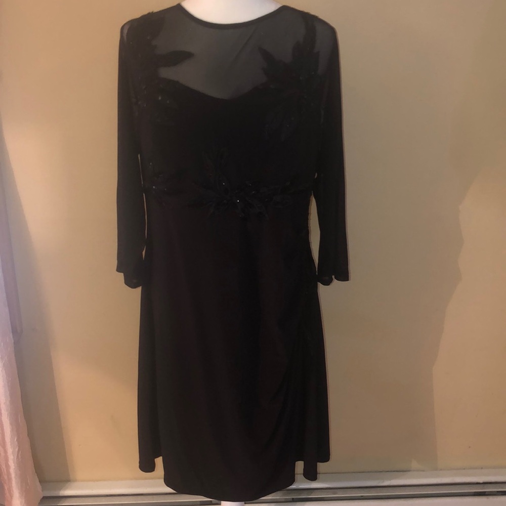 Black social dress accented with beading- size 18W